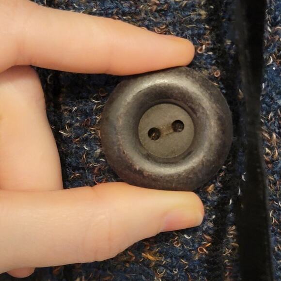 Curio Blue Cardigan Sweater 80s Twee Buttons Pockets Size Medium - Picture 10 of 12